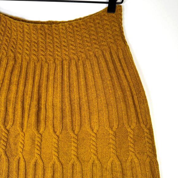 Far Away From Close Anthropologie Skirt Small Mustard Wool Blend Cable Knit Boho - Picture 3 of 12